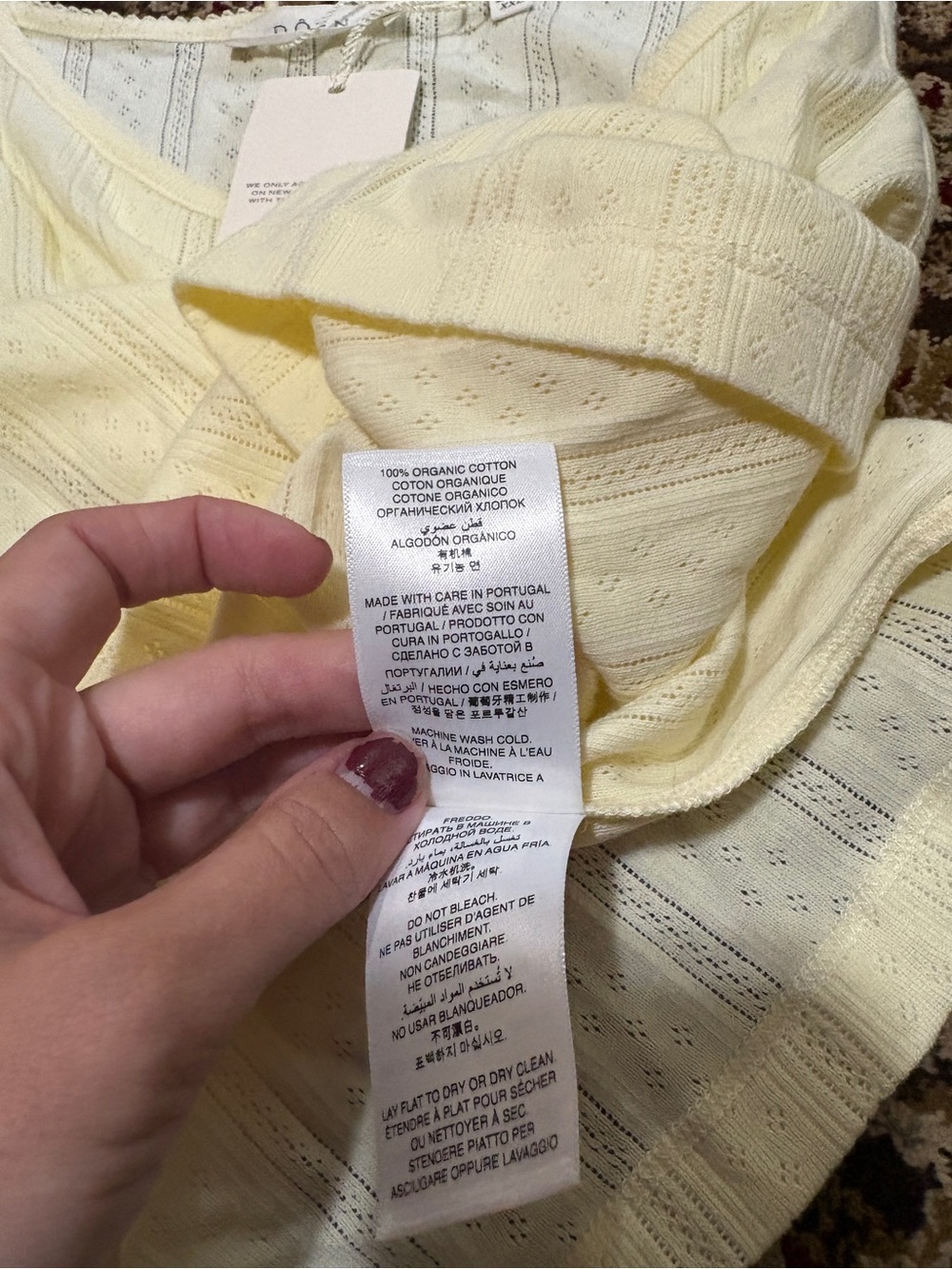 NWT Doen Shae tank in pointelle creme citron - Picture 7 of 8